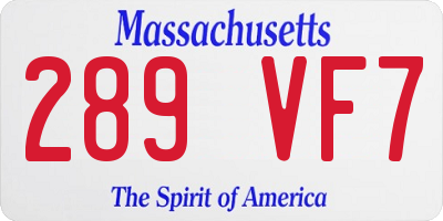 MA license plate 289VF7
