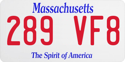MA license plate 289VF8
