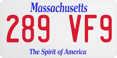 MA license plate 289VF9