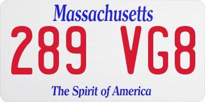 MA license plate 289VG8
