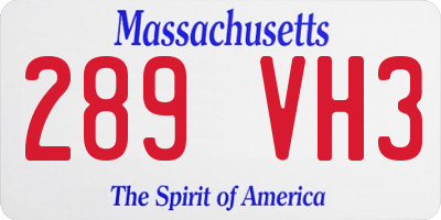 MA license plate 289VH3