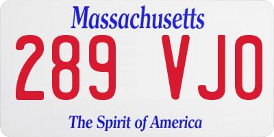 MA license plate 289VJ0