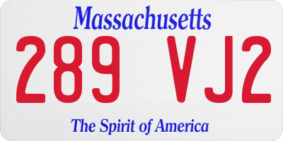 MA license plate 289VJ2