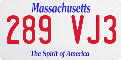 MA license plate 289VJ3