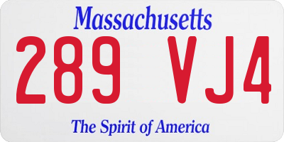 MA license plate 289VJ4
