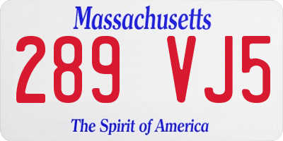 MA license plate 289VJ5