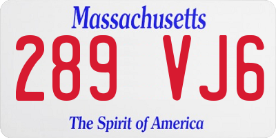 MA license plate 289VJ6