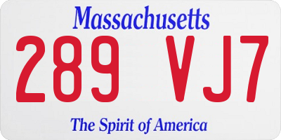 MA license plate 289VJ7