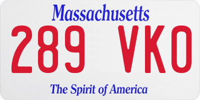 MA license plate 289VK0