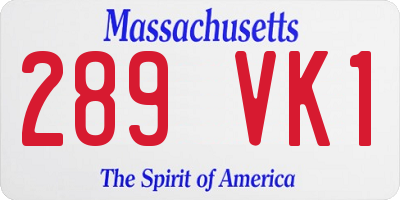 MA license plate 289VK1