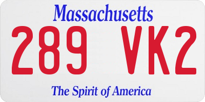 MA license plate 289VK2