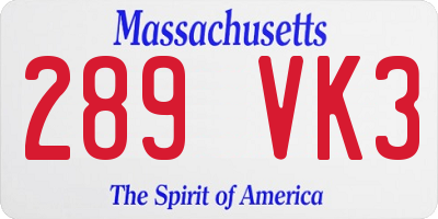 MA license plate 289VK3