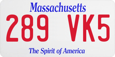 MA license plate 289VK5