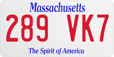 MA license plate 289VK7