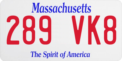 MA license plate 289VK8