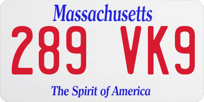 MA license plate 289VK9