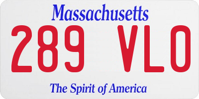 MA license plate 289VL0