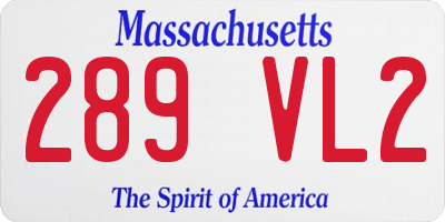 MA license plate 289VL2