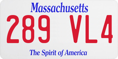 MA license plate 289VL4