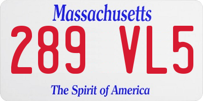 MA license plate 289VL5