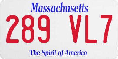 MA license plate 289VL7