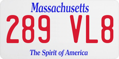 MA license plate 289VL8