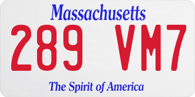 MA license plate 289VM7