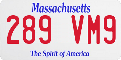 MA license plate 289VM9