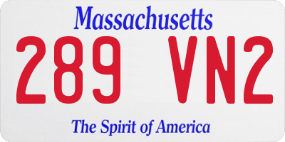 MA license plate 289VN2