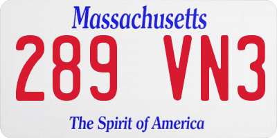 MA license plate 289VN3