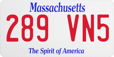 MA license plate 289VN5