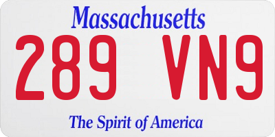 MA license plate 289VN9