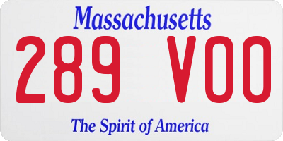 MA license plate 289VO0