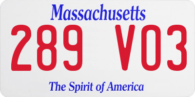 MA license plate 289VO3
