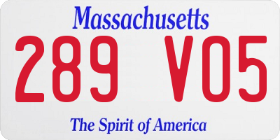 MA license plate 289VO5