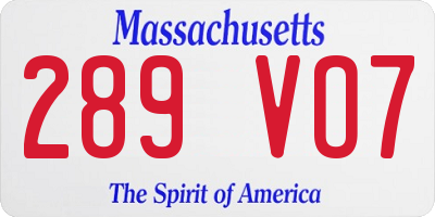 MA license plate 289VO7