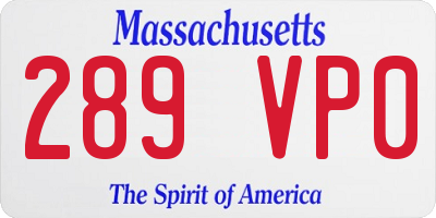 MA license plate 289VP0