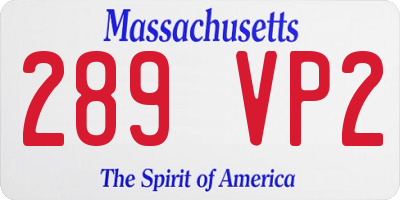 MA license plate 289VP2