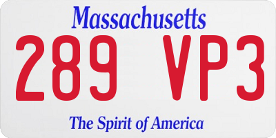 MA license plate 289VP3