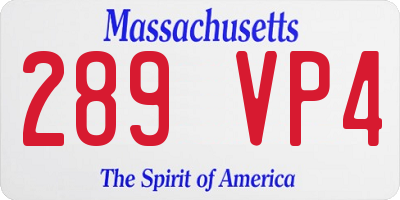 MA license plate 289VP4