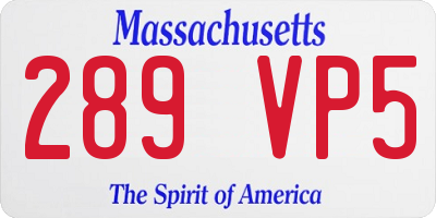 MA license plate 289VP5