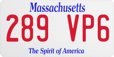 MA license plate 289VP6