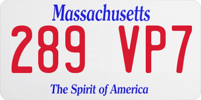 MA license plate 289VP7