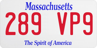 MA license plate 289VP9
