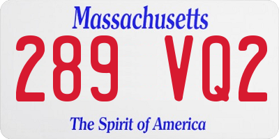 MA license plate 289VQ2