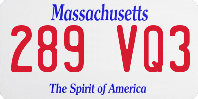 MA license plate 289VQ3