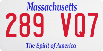 MA license plate 289VQ7