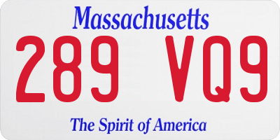 MA license plate 289VQ9
