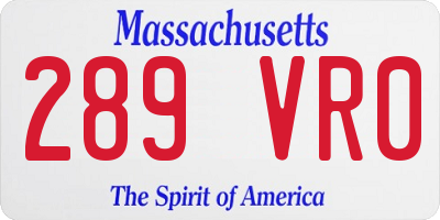 MA license plate 289VR0