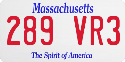 MA license plate 289VR3